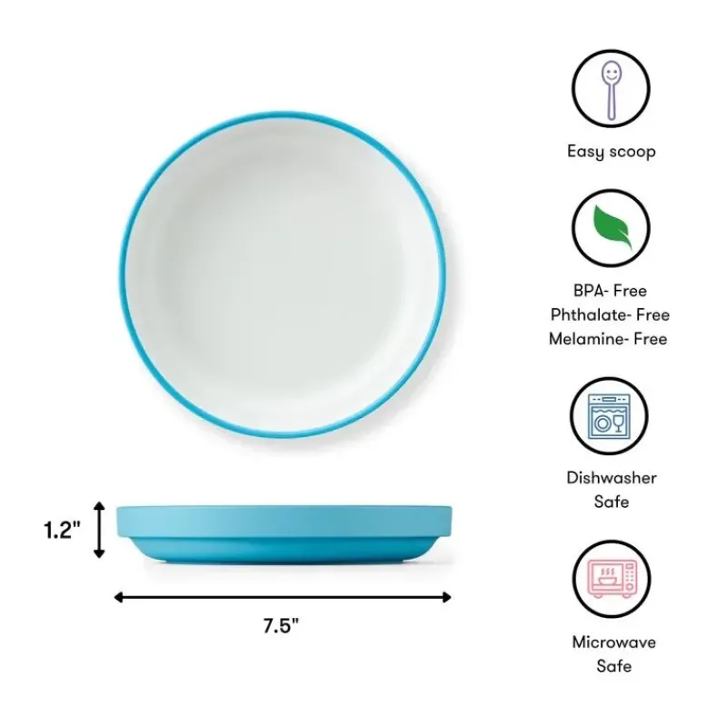 OmieBox Plates & Bowls|Dishes, Utensils & Food Containers*Omie - Toddler Plate With Divider, Blue | 3 plates & 2 dividers