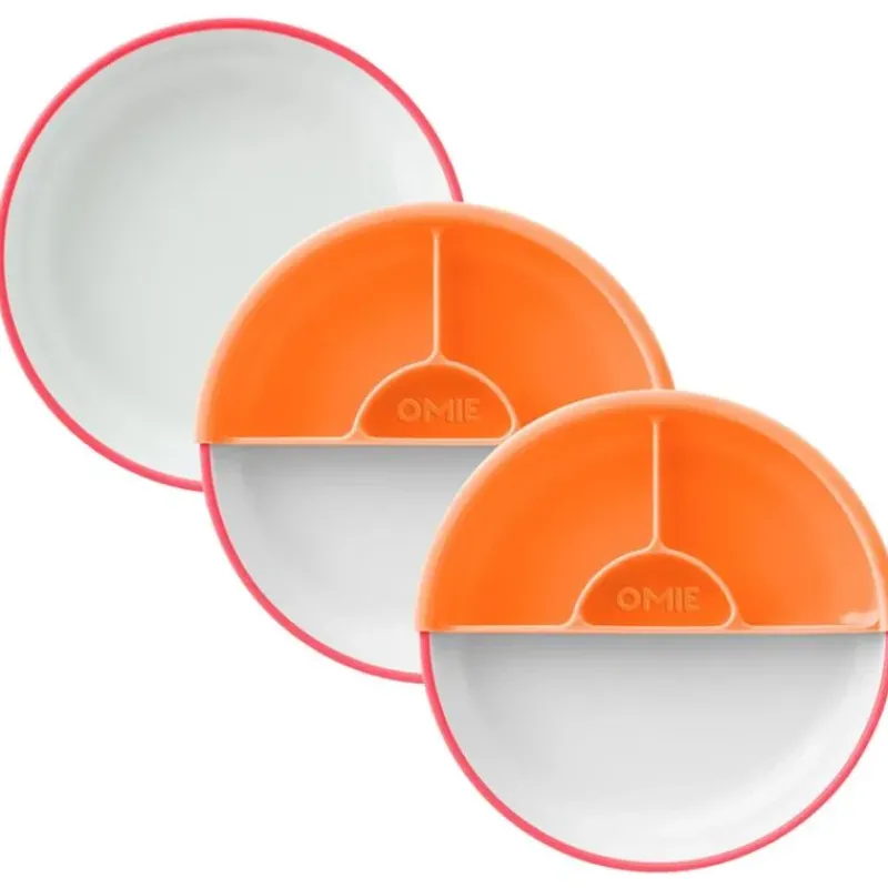OmieBox Plates & Bowls|Dishes, Utensils & Food Containers*Omie - Toddler Plate With Divider, Pink | 3 plates & 2 dividers