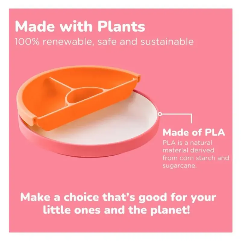 OmieBox Plates & Bowls|Dishes, Utensils & Food Containers*Omie - Toddler Plate With Divider, Pink | 3 plates & 2 dividers