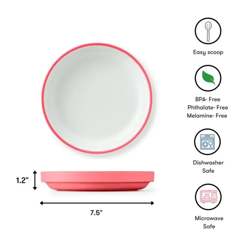OmieBox Plates & Bowls|Dishes, Utensils & Food Containers*Omie - Toddler Plate With Divider, Pink | 3 plates & 2 dividers