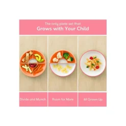 OmieBox Plates & Bowls|Dishes, Utensils & Food Containers*Omie - Toddler Plate With Divider, Pink | 3 plates & 2 dividers