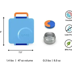 OmieBox Lunch Boxes & Bags|Lunch Box*- Insulated Bento Box with Leak Proof Thermos Food Jar, Blue Sky