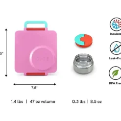 OmieBox Lunch Boxes & Bags|Lunch Box*- Insulated Bento Box with Leak Proof Thermos Food Jar, Pink Berry