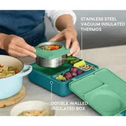 OmieBox Lunch Box|Dishes, Utensils & Food Containers*- Insulated Bento Box with Leak Proof Thermos Food Jar, Meadow