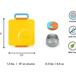 OmieBox Lunch Boxes & Bags|Lunch Box*- Insulated Bento Box with Leak Proof Thermos Food Jar, Sunshine