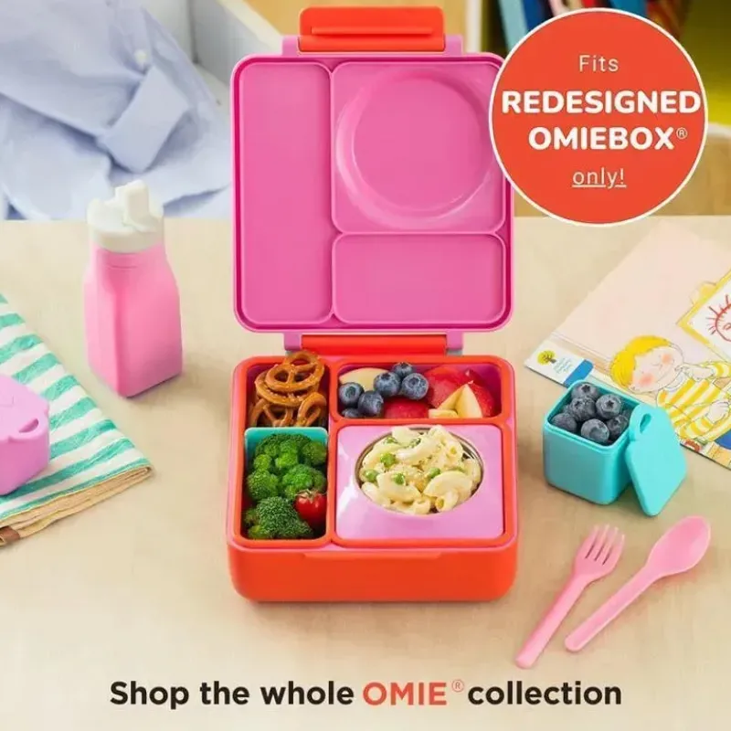 OmieBox Straw, Sippy & Training Cups|Dishes, Utensils & Food Containers*- Leak-Proof Silicone Water Bottle, Pink
