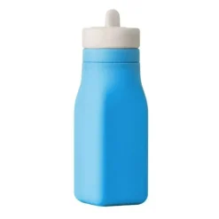 OmieBox Straw, Sippy & Training Cups|Dishes, Utensils & Food Containers*- Leak-Proof Silicone Water Bottle, Blue