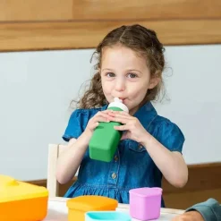 OmieBox Straw, Sippy & Training Cups|Dishes, Utensils & Food Containers*- Leak-Proof Silicone Water Bottle, Green