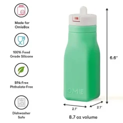 OmieBox Straw, Sippy & Training Cups|Dishes, Utensils & Food Containers*- Leak-Proof Silicone Water Bottle, Green