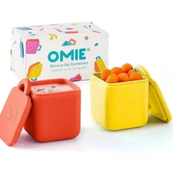 OmieBox Food Jars & Snack Cups|Dishes, Utensils & Food Containers*- 2Pk Leakproof Dips Containers To Go, Yellow/Red
