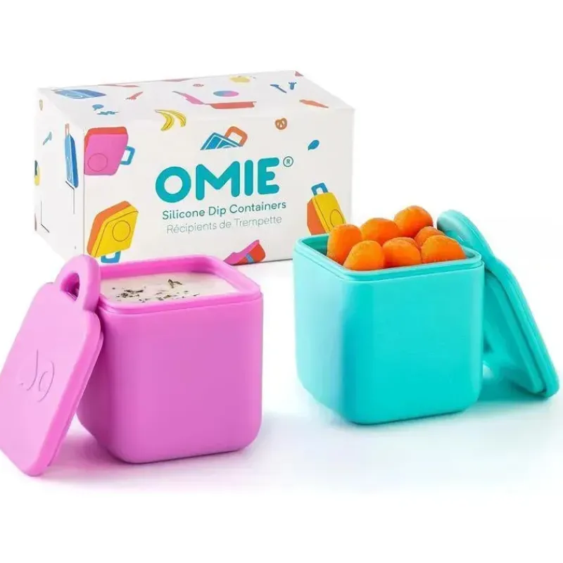 OmieBox Food Jars & Snack Cups|Dishes, Utensils & Food Containers*- 2Pk Leakproof Dips Containers To Go, Pink/Teal