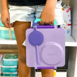 OmieBox Utensils & Accessories|Dishes, Utensils & Food Containers*- 2Pk Plastic Reusable Fork & Spoon Silverware with Pod for Kids, Purple Plum