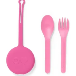 OmieBox Utensils & Accessories|Dishes, Utensils & Food Containers*- 2Pk Plastic Reusable Fork & Spoon Silverware, Bubble Pink