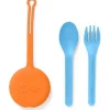 OmieBox Utensils & Accessories|Dishes, Utensils & Food Containers*- 2Pk Plastic Reusable Fork & Spoon Silverware with Pod for Kids, Sunrise