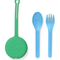 OmieBox Utensils & Accessories|Dishes, Utensils & Food Containers*- 2Pk Plastic Reusable Fork & Spoon Silverware with Pod for Kids, Mint Green
