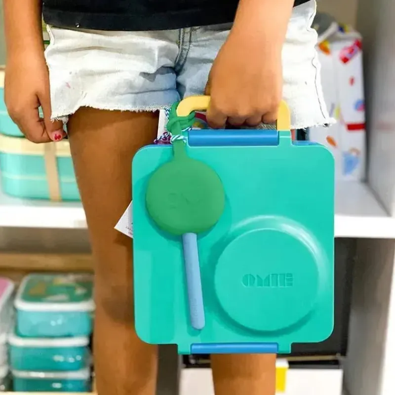 OmieBox Utensils & Accessories|Dishes, Utensils & Food Containers*- 2Pk Plastic Reusable Fork & Spoon Silverware with Pod for Kids, Mint Green