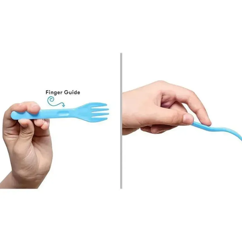 OmieBox Utensils & Accessories|Dishes, Utensils & Food Containers*- 2Pk Plastic Reusable Fork & Spoon Silverware with Pod for Kids, Capri Blue
