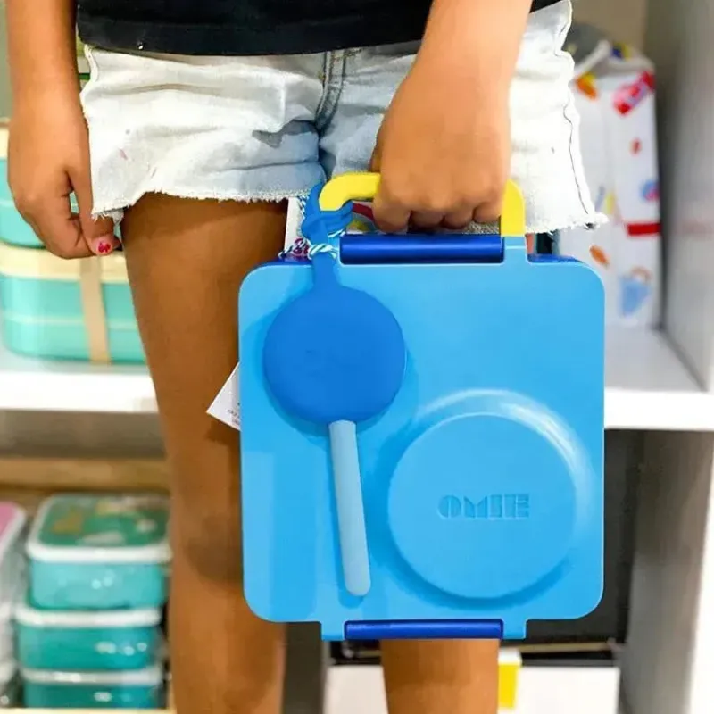 OmieBox Utensils & Accessories|Dishes, Utensils & Food Containers*- 2Pk Plastic Reusable Fork & Spoon Silverware with Pod for Kids, Capri Blue