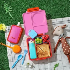 OmieBox Straw, Sippy & Training Cups|Dishes, Utensils & Food Containers*- Pouch Cooler, Freezable Insulated Sleeve, Pink