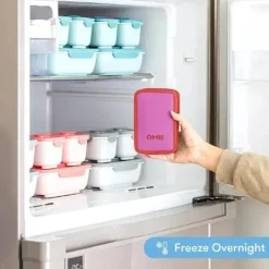 OmieBox Straw, Sippy & Training Cups|Dishes, Utensils & Food Containers*- Pouch Cooler, Freezable Insulated Sleeve, Pink