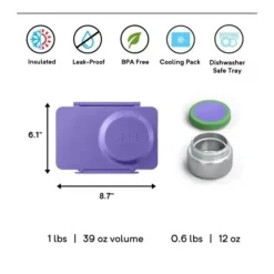 OmieBox Lunch Box|Dishes, Utensils & Food Containers*- Up Carton Bento Box, Galaxy Purple