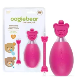 oogiebear Cool Baby Products|Oral & Nasal Care*- Baby Bear Pair Nasal Aspirator with Booger Picker and Ear Cleaner, Raspberry Pink