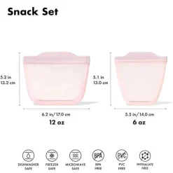 Oxo Food Jars & Snack Cups|Dishes, Utensils & Food Containers*- Tot Silicone Reusable Bags - 2 Piece Cup And Snack Set, Dusk