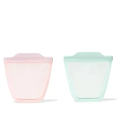 Oxo Food Jars & Snack Cups|Dishes, Utensils & Food Containers*- Tot Silicone Reusable Bags 2 Pc Stand Up Cup Set, Opal And Blossom