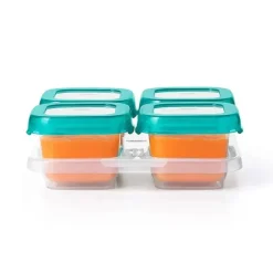 Oxo Food Jars & Snack Cups|Dishes, Utensils & Food Containers*Tot Baby Blocks Freezer Storage Containers 4 oz - Teal