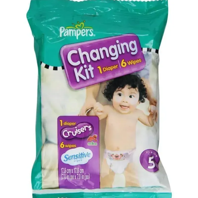Pampers Wipes & Warmers*Cruisers Changing Kit (1 Diaper + 6 Wipes) - Size 5