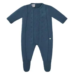 Paz Rodriguez Baby One-Pieces*- Baby Boy Knit Newborn Romper Teddy, Lead Blue