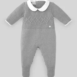 Paz Rodriguez Baby Onesies & Bodysuits*- Baby Boy Knit Newborn Romper Espacio, Grey