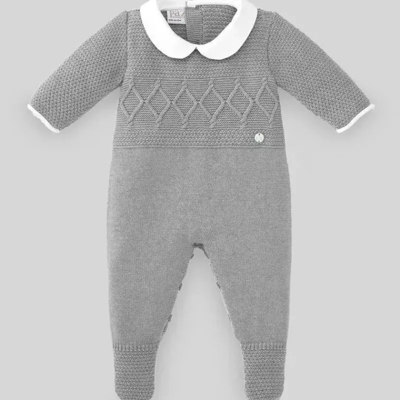 Paz Rodriguez Baby Onesies & Bodysuits*- Baby Boy Knit Newborn Romper Espacio, Grey