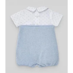 Paz Rodriguez Baby One-Pieces*- Baby Boy Knit Newborn Romper, Sky Blue/White
