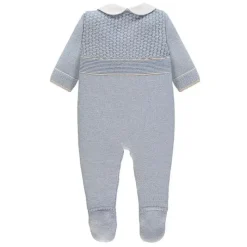 Paz Rodriguez Baby One-Pieces*- Baby Boy Knit Newborn Romper Soño, Blue Fog/Linen
