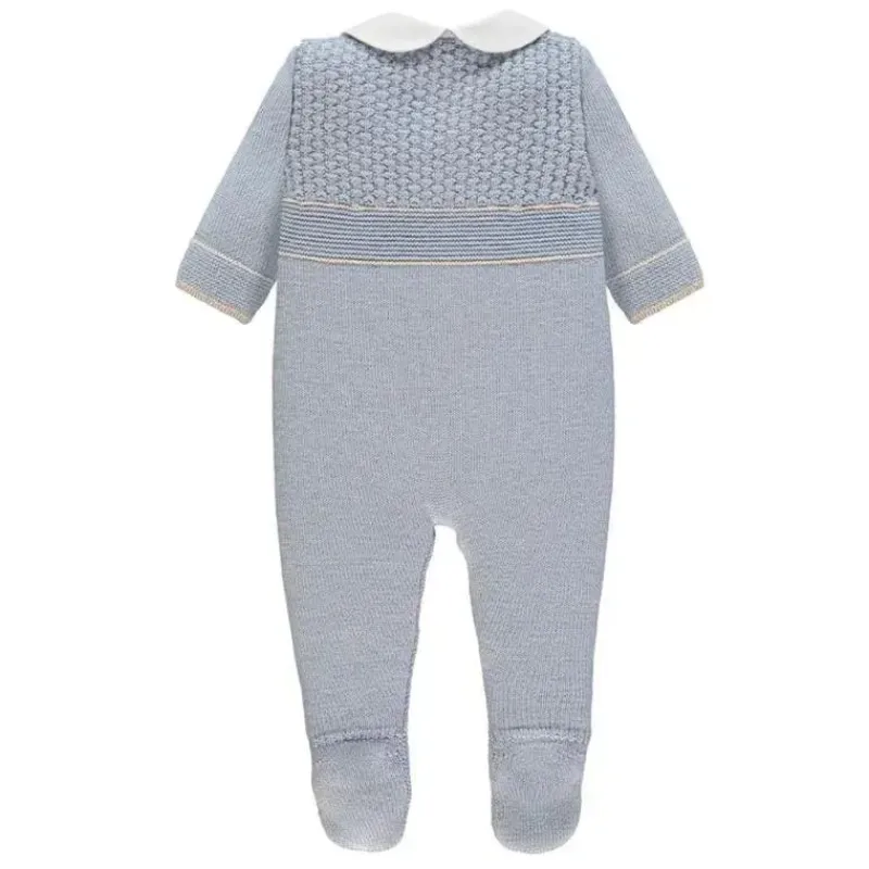 Paz Rodriguez Baby One-Pieces*- Baby Boy Knit Newborn Romper Soño, Blue Fog/Linen