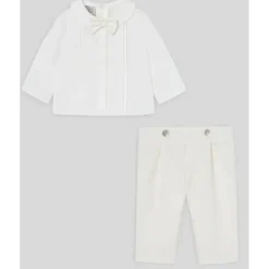 Paz Rodriguez Baby Sets*- Baby Boy Pants & Blouse Set, Cream/Beige