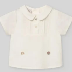 Paz Rodriguez Baby Sets*- Baby Boy Set Woven Newborn Shirt + Shorts Area, Cream