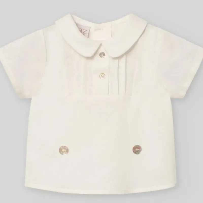 Paz Rodriguez Baby Sets*- Baby Boy Set Woven Newborn Shirt + Shorts Area, Cream