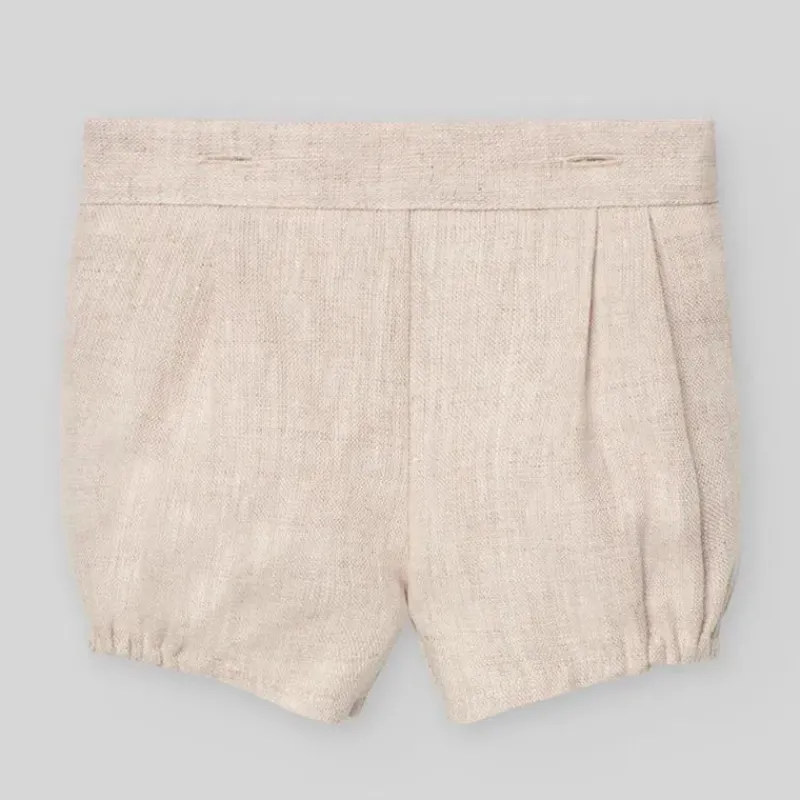 Paz Rodriguez Baby Sets*- Baby Boy Set Woven Newborn Shirt + Shorts Area, Cream
