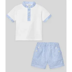 Paz Rodriguez Baby Sets*- Baby Boy Set Knit Newborn Shirt + Shorts Dorna, White