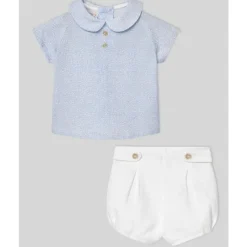 Paz Rodriguez Baby Sets*- Baby Boy Set Woven Newborn Shirt + Shorts Vento, Sky Blue