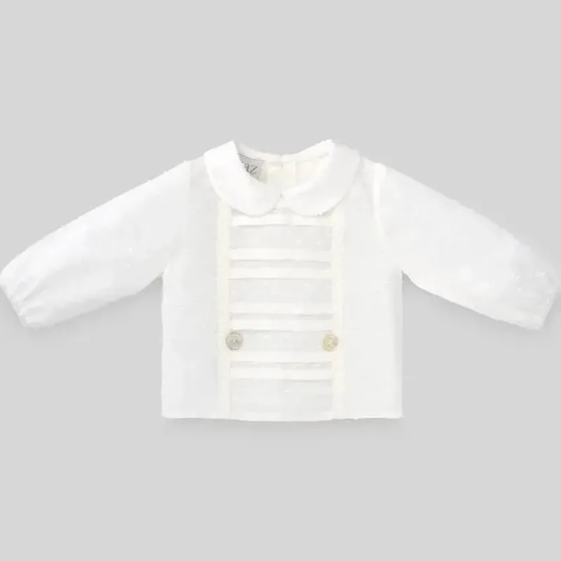 Paz Rodriguez Baby Tops*- Baby Boy Woven Newborn Blouse Dulzura, Cream