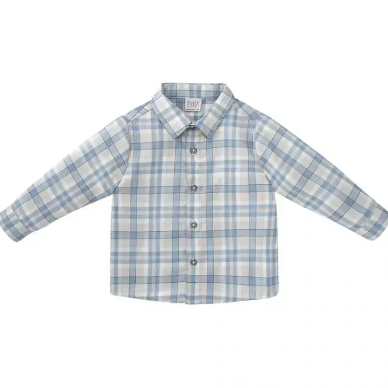 Paz Rodriguez Baby Tops*- Baby Boy Woven Newborn Shirt Espacio, Dutch Blue
