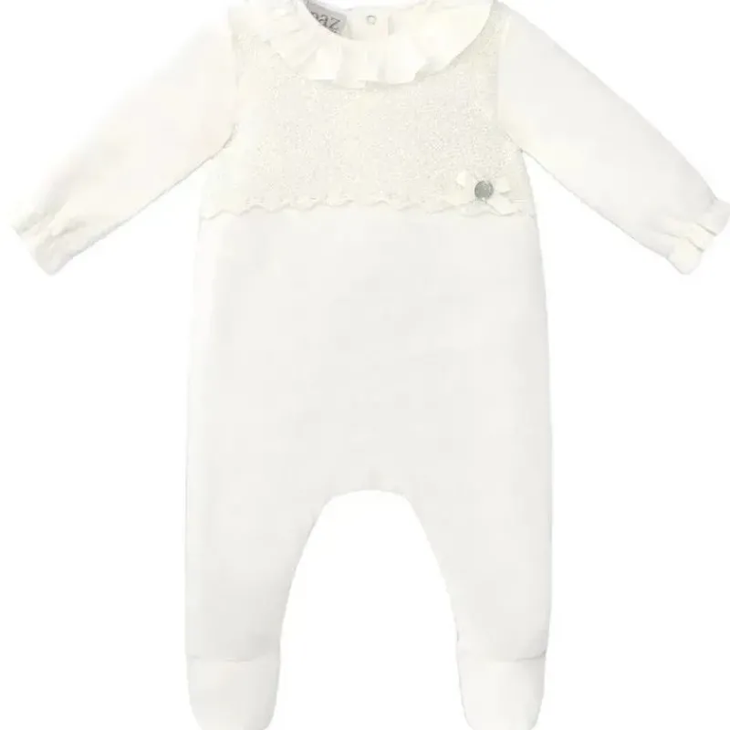 Paz Rodriguez Baby Onesies & Bodysuits*- Baby Girl Knit Newborn Romper Dulzura, Cream