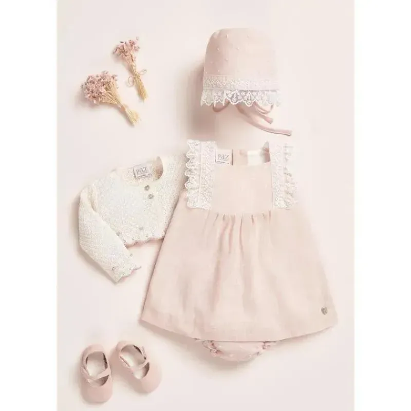 Paz Rodriguez Baby Coats, Sweaters & Jackets*- Baby Girl Knit Newborn Cardigan Pio Pio, Mist Pink/Cream