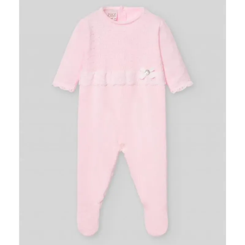 Paz Rodriguez Baby One-Pieces*- Baby Girl Knit Newborn Romper Linda, Chalk Pink/White