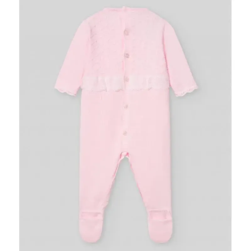 Paz Rodriguez Baby One-Pieces*- Baby Girl Knit Newborn Romper Linda, Chalk Pink/White