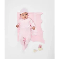 Paz Rodriguez Baby One-Pieces*- Baby Girl Knit Newborn Romper Linda, Chalk Pink/White