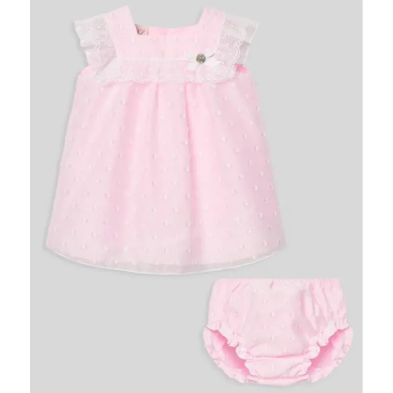 Paz Rodriguez Baby Sets*- Baby Girl Set Woven Newborn Dress + Bloomers Linda, Chalk Pink